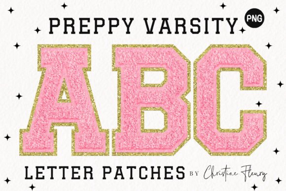 Download Pink Chenille Letter Patches PNG - Premium Bundle