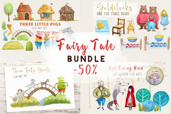 Download Fairy Tales Watercolor Clip Art Bundle - Fairy tales Collection